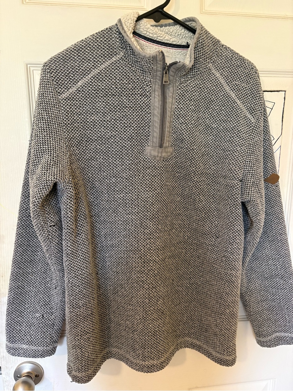 Orvis Mens Classic Collection Gray Sherpa Lined Quarter Zip Fleece Pullover Med